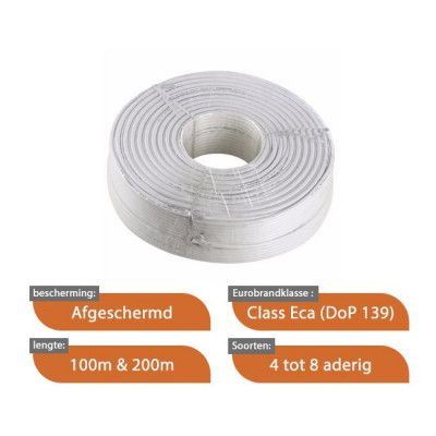 Alarmkabel 4x0.22 afgeschermd rol 100m